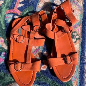 Prada Vibrant Orange Suede Sandals